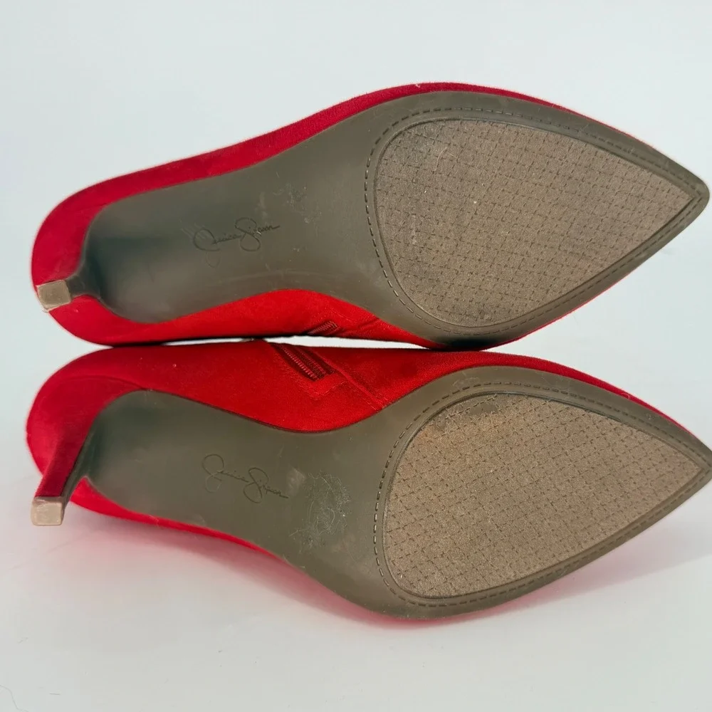 Jessica Simpson‎ Averna3 Red Pointed Toe Stiletto Ankle Booties Womens 9M 4”